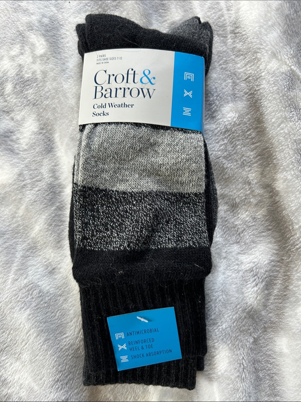 Croft & Barrow Men's Black and Gray Cold Weather Crew Socks
